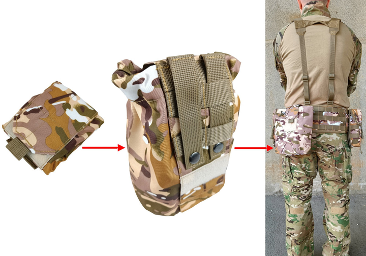 Подсумок для сброса магазинов мультикам степной Multicam Arid (MOLLE, на тактический пояс, разгрузку, РПС) - изображение 1