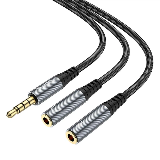 Кабель HOCO 2-in-1 3.5 headset audio adapter Cable UPA21 (male to 2female) |0.25M| Колір Black - Фото 6 Кабель HOCO 2-in-1 3.5 headset audio adapter Cable UPA21 (male to 2female) |0.25M| Колір Black - изображение 6