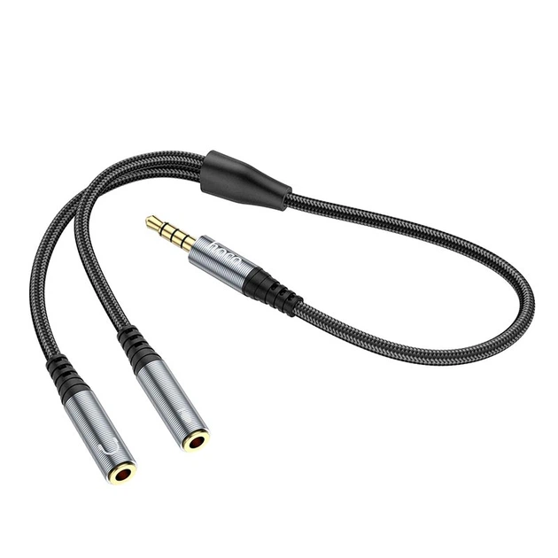 Кабель HOCO 2-in-1 3.5 headset audio adapter Cable UPA21 (male to 2female) |0.25M| Колір Black - Фото 7 Кабель HOCO 2-in-1 3.5 headset audio adapter Cable UPA21 (male to 2female) |0.25M| Колір Black - изображение 7