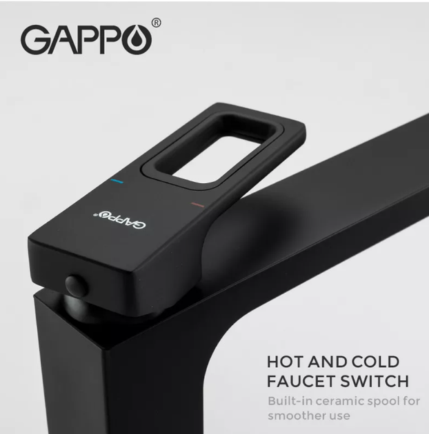Змішувач для умивальника GAPPO G1017-62, чорний - зображення 3