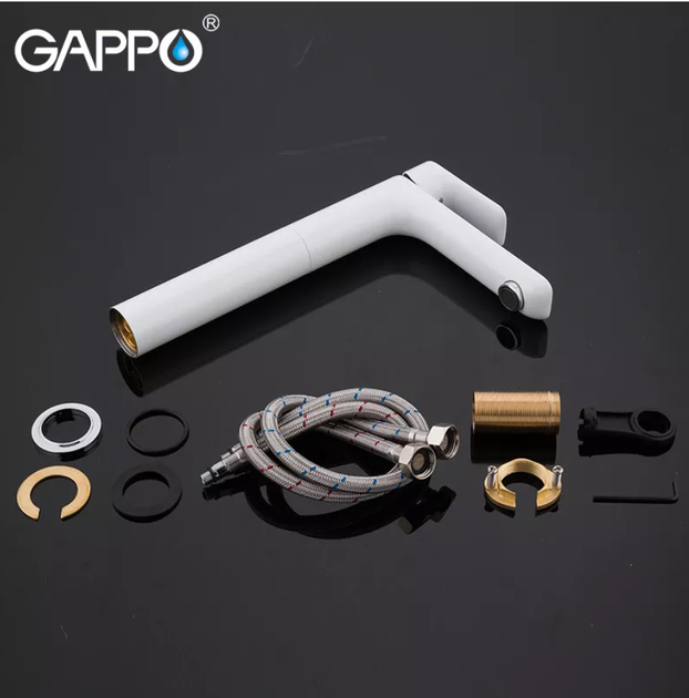 Смеситель для умывальника GAPPO G1048-2, белый/хром - изображение 5