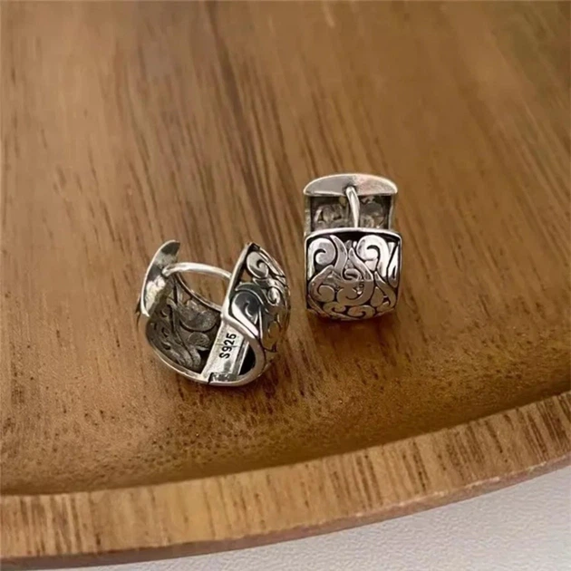 Серьги серебристые маленькие кольца современный дизайн стильные silver italy 1152 - изображение 3