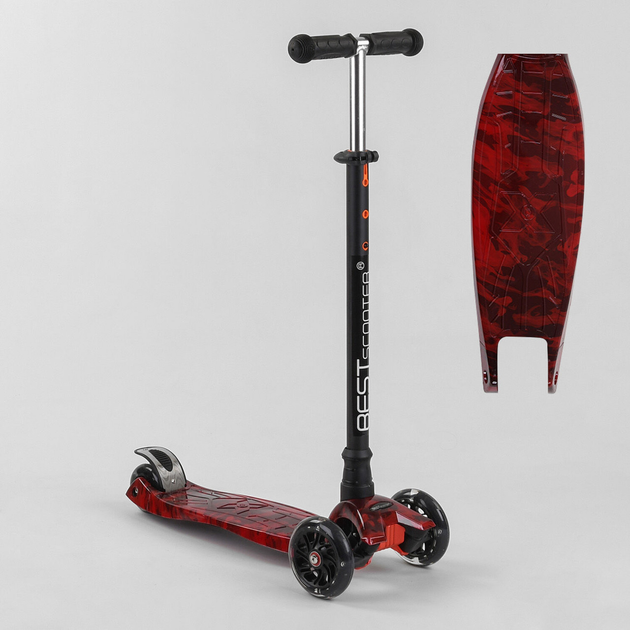 Детский трехколесный самокат с светящимися колесами Best Scooter MAXI А ...