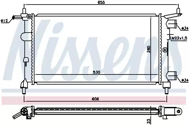 Радіатор охолодження двигуна OPEL CORSA, OPEL CORSA, NISSENS (63290) - зображення 1