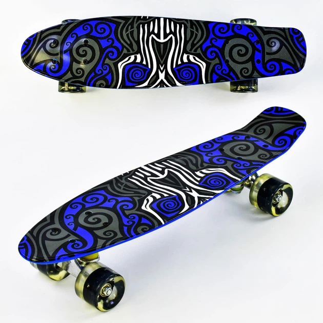 Скейт Пенни борд Best Board со светящимися PU колёсами Black-Blue (74547) - Фото 2 Скейт Пенни борд Best Board со светящимися PU колёсами Black-Blue (74547) - изображение 2