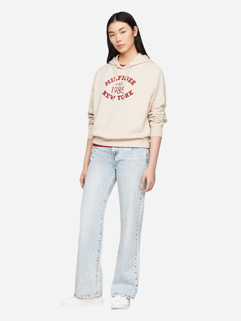 Bluza damska z kapturem oversize Tommy Hilfiger WW0WW42098-ACI S Beżowa (8720636806587) - obraz 3
