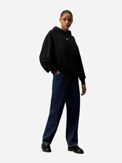 Bluza damska z kapturem oversize Calvin Klein Jeans J20J224063-BEH M Czarna (8720109955705) - obraz 3