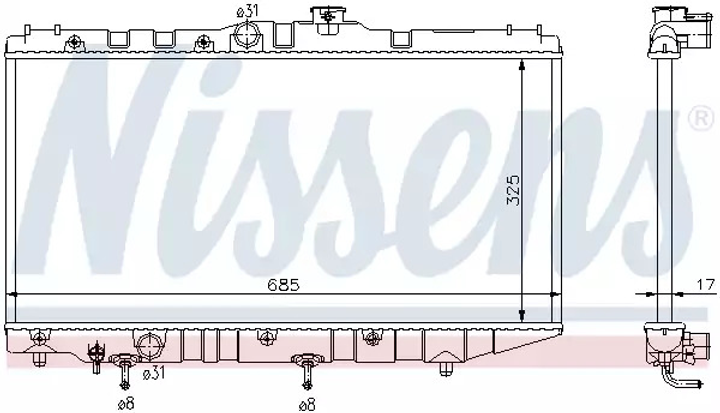 Радиатор охлаждения двигателя TOYOTA COROLLA, NISSENS (647191) - изображение 1
