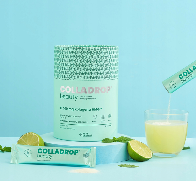 Дієтична добавка Aura Herbals Colladrop Beauty Колаген HMG 10000 мг Мохіто 30 саше (5902479614571) - зображення 5