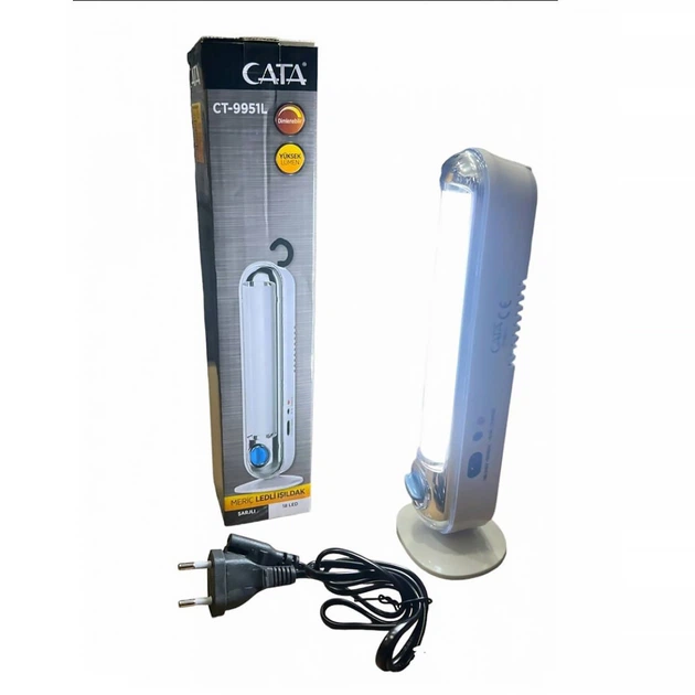 Светодиодный аккумуляторный LED фонарь CATA CT-9951L, лампа-прожектор с крючком на подставке с диммером - Фото 9 Светодиодный аккумуляторный LED фонарь CATA CT-9951L, лампа-прожектор с крючком на подставке с диммером - изображение 9