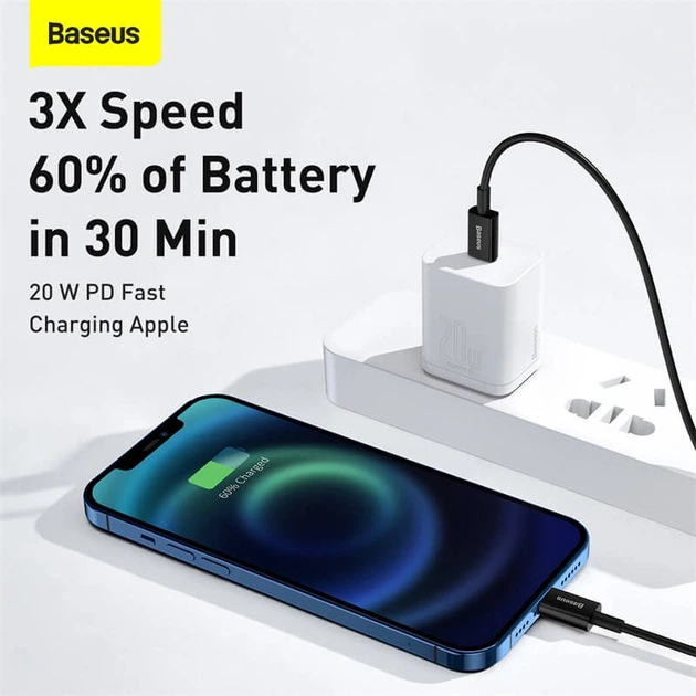 Кабель BASEUS Type-C to Lightning Superior Series Fast Charging Data Cable |2m, 20W| (CATLYS-C03) - изображение 4