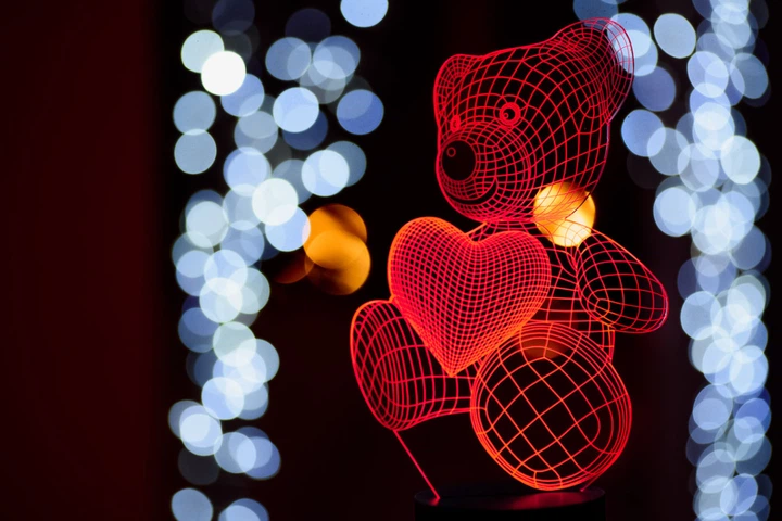 Сменная пластина для 3D ламп "Мишка с сердцем" 3DTOYSLAMP - изображение 2