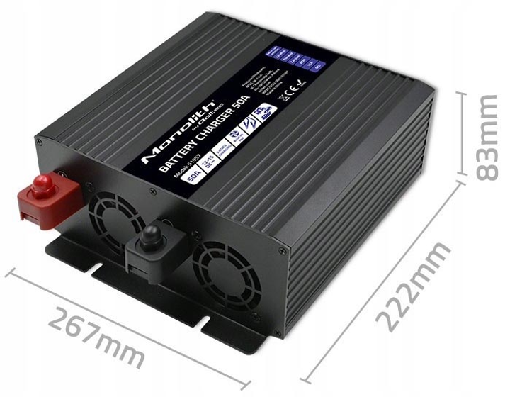 Зарядний пристрій Qoltec Smart Monolith charger for LiFePO4 AGM GEL SLA 50A 12V (5901878519579) - зображення 7