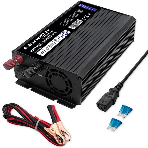 Зарядний пристрій Qoltec Smart Monolith charger for LiFePO4 AGM GEL SLA 40A 12V (5901878519562) - зображення 4