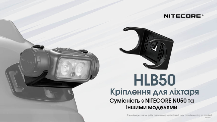 Кріплення на шолом Nitecore HLB50 + HMB1 TAC (для ліхтаря NU50), комплект - изображение 2