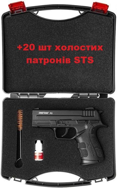 Пістолет стартовий Retay X1 Black +20 шт холостих патронів (9 мм) - зображення 1