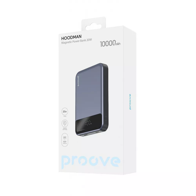 Внешний аккумулятор Proove Magnetic PowerBank Hoodman 20W 10000mAh, Gray - изображение 3