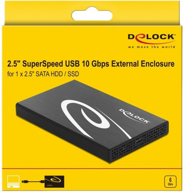 Kieszeń zewnętrzna Delock dla 2.5" HDD/SSD Superspeed USB 10 Gbps (42611) - obraz 4