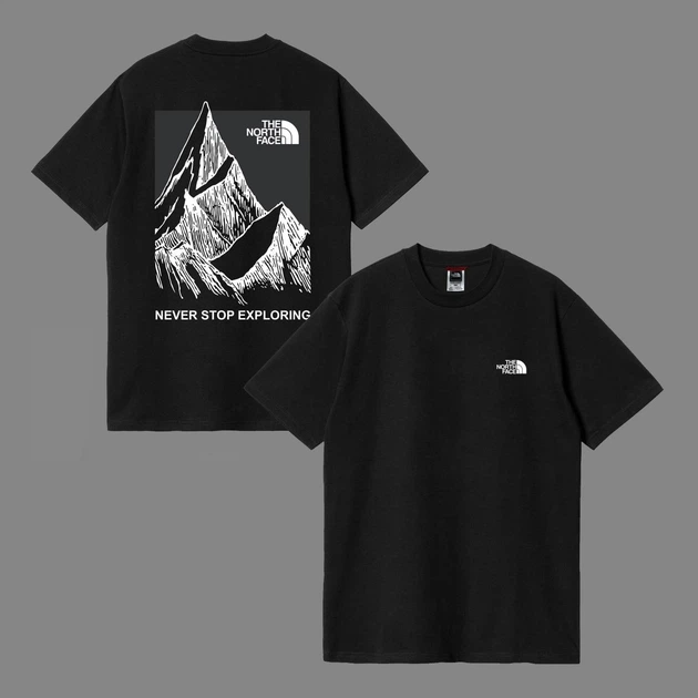 Футболка унисекс the north face с рисунком гор размер S черного