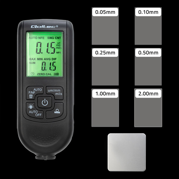 Вимірювач товщини лаку Qoltec з LCD дисплеєм 0 - 2000 µm (5901878506302) - зображення 12