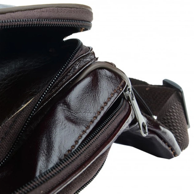 Мужская кожаная сумка на пояс Borsa Leather 1t167m-brown - изображение 4