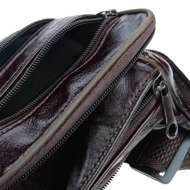 Мужская кожаная сумка на пояс Borsa Leather 1t167m-brown - изображение 5