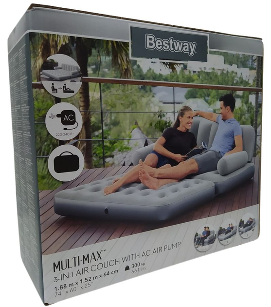 Надувний диван Bestway Multi Max III з насосом 188 x 152 x 64 см (6942138967012) - зображення 1