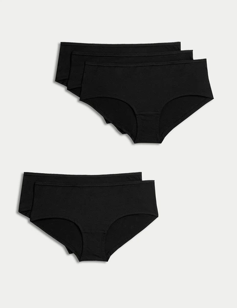 Набор хлопковых трусиков Marks&Spencer шорты Low rise shorts 16(44) 5 шт черный 0017 - Фото 1 Набор хлопковых трусиков Marks&Spencer шорты Low rise shorts 16(44) 5 шт черный 0017 - изображение 1