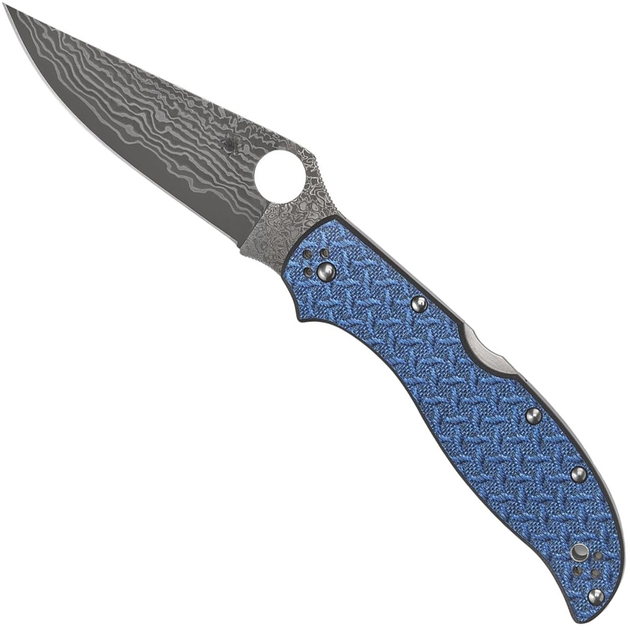 Складной нож Spyderco Stretch 2 XL Blue Nishijin Damascus Sprint Run C258GFBLP - изображение 1