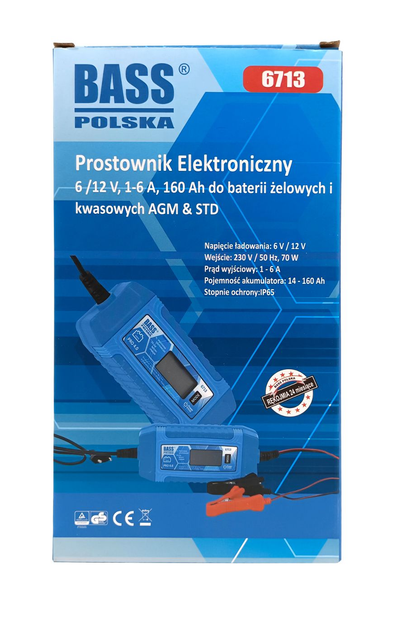 Електронний зарядний пристрій Bass Polska 6/12 В 6 А 160 Ah 6713 (5902067628522) - зображення 6
