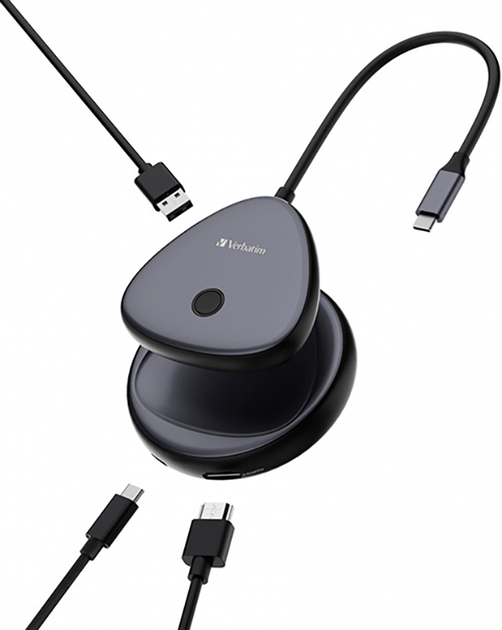 USB-hub Verbatim WDA-02 USB Type-C do 1 x USB Type-C/1 x USB Type-A/1 x HDMI Grey (0023942321477) - obraz 4