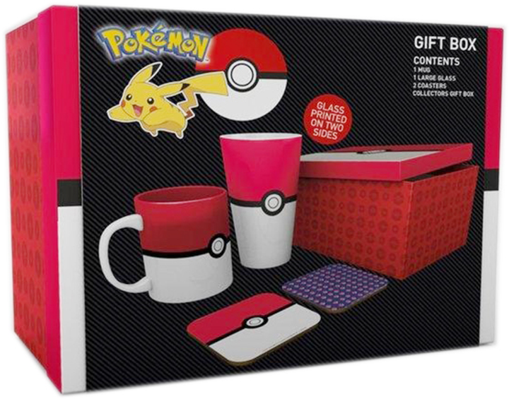 Zestaw prezentowy ABYstyle Corp Pokemon - Pokeball kufel 500 ml + kubek 300 ml + podkładki 2 szt. (5028486480098) - obraz 1