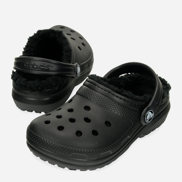 Підліткові крокси-сабо для хлопчика утеплені Crocs Classic Lined Clog Kids 207010-060 36-37 Чорні (191448702264) - зображення 3