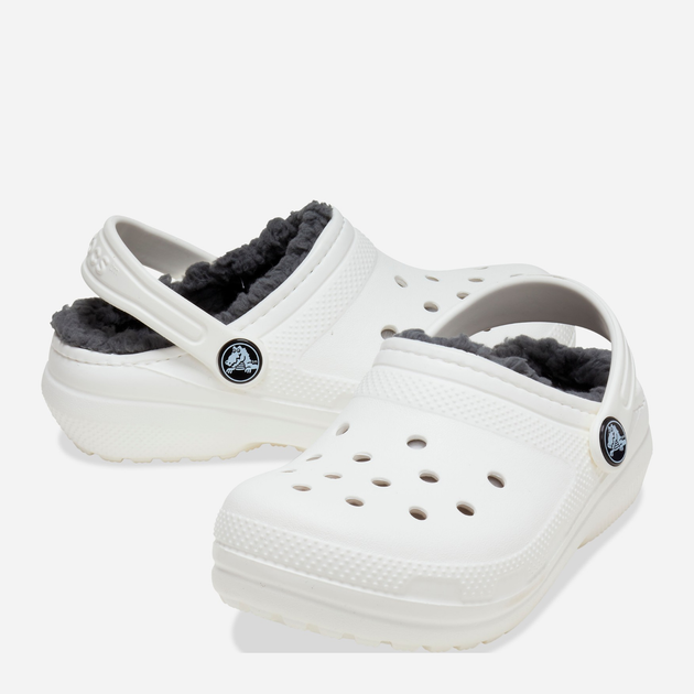 Дитячі крокси-сабо для хлопчика утеплені Crocs Classic Lined Clog Kids 207010-10M 33-34 Білі (191448702332) - зображення 3