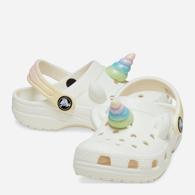 Дитячі крокси-сабо для дівчинки Crocs Classic Iam Rainbow Unicorn Clog T 209701-0WV 23-24 Молочні (196265543540) - зображення 3