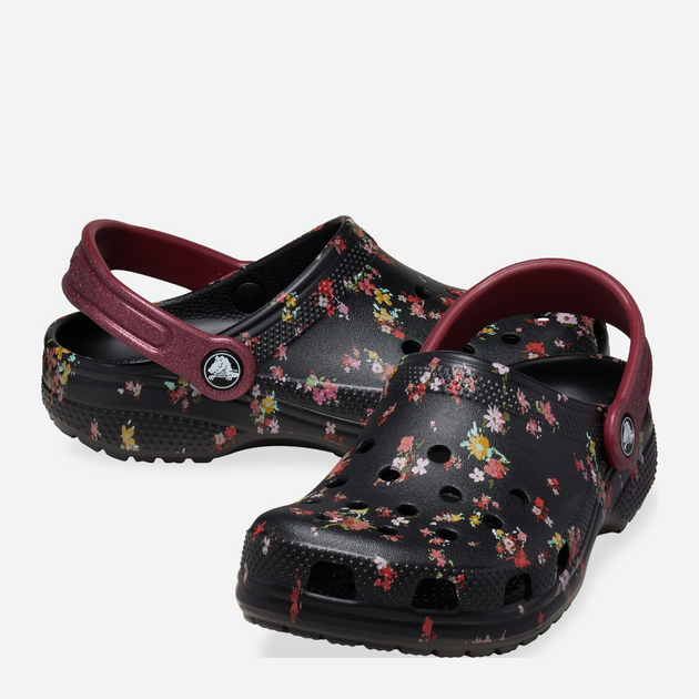 Підліткові крокси-сабо для дівчинки Crocs Classic Ditsy Floral Clog K 210354-0C4 37-38 Чорні (196265775705) - зображення 3