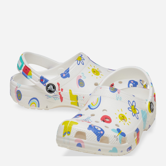 Дитячі крокси-сабо для дівчинки Crocs Classic Doodle Print Clog K 210356-94S 32-33 Білі (196265775842) - зображення 3