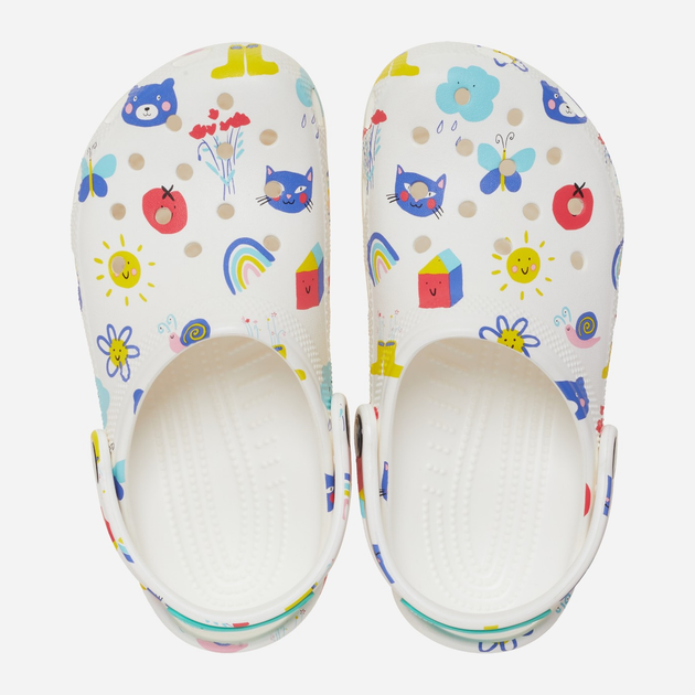 Дитячі крокси-сабо для дівчинки Crocs Classic Doodle Print Clog K 210356-94S 33-34 Білі (196265775859) - зображення 4