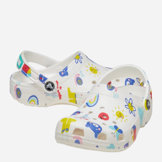 Дитячі крокси-сабо для дівчинки Crocs Classic Doodle Print Clog T 210357-94S 25-26 Білі (196265775965) - зображення 4