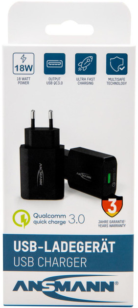 Ładowarka sieciowa Ansmann Home Charger 130Q 18 W Black (4013674162864) - obraz 5