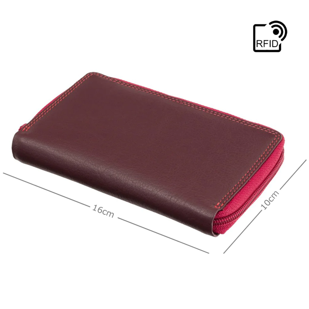Бордовий жіночий гаманець із натуральної шкіри Visconti RB98 PLUM MULTI - зображення 4