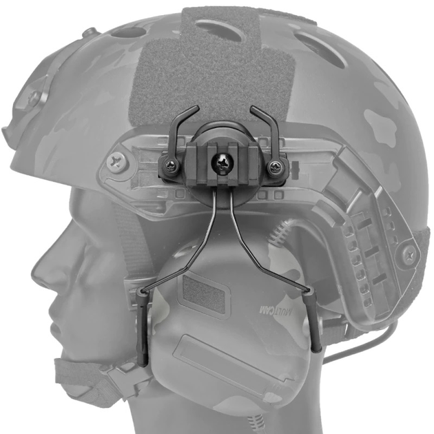 Крепление для установки наушников Earmor, Peltor, Walker’s на шлем с планкой Пикатинни, Черный (15030) - изображение 2