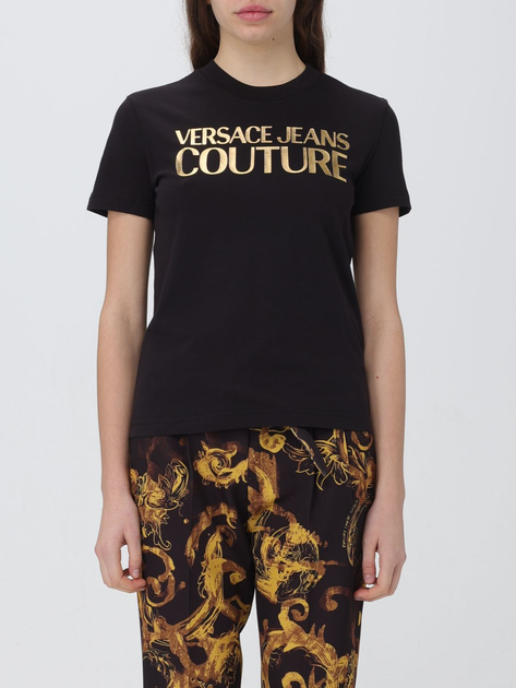 Koszulka damska bawełniana Versace Jeans Couture vjc76haht04cj00tg89 M Czarna (8052019581324) - obraz 1