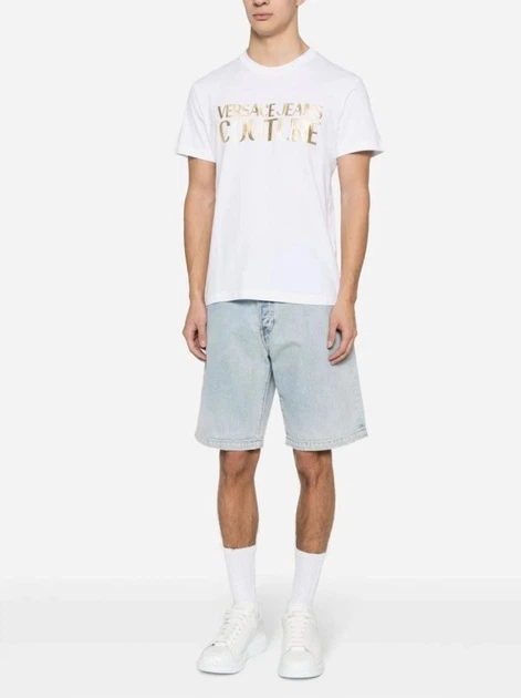 Koszulka męska bawełniana długa Versace Jeans Couture vjc76gaht00cj00tg03 L Biała (8052019579970) - obraz 3