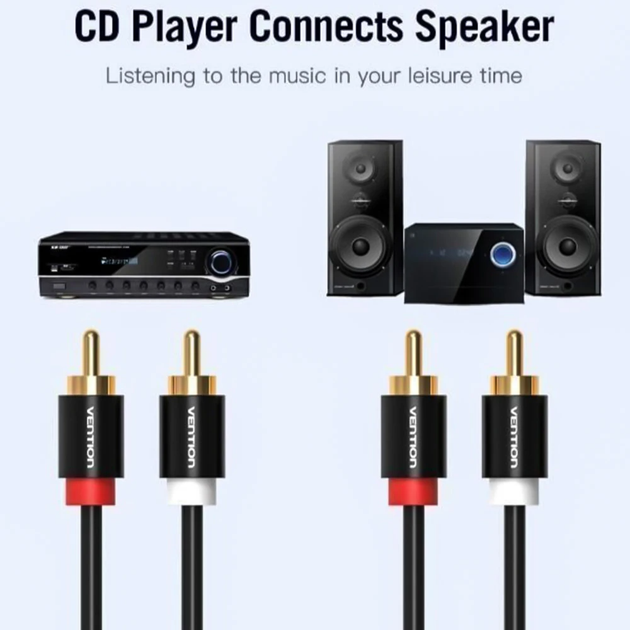 Кабель Vention 2RCA Male to 2RCA Male Audio Cable 1m, Black (VAB-R06-B100) - зображення 2