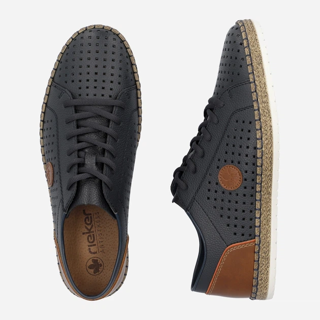 Sneakersy męskie do kostki skórzane Rieker rieb5213-15 45 Granatowe (4061811385904) - obraz 7