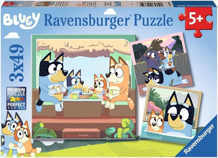 Набір пазлів Ravensburger Bluey 3 x 49 деталей (4005556056859) - зображення 1