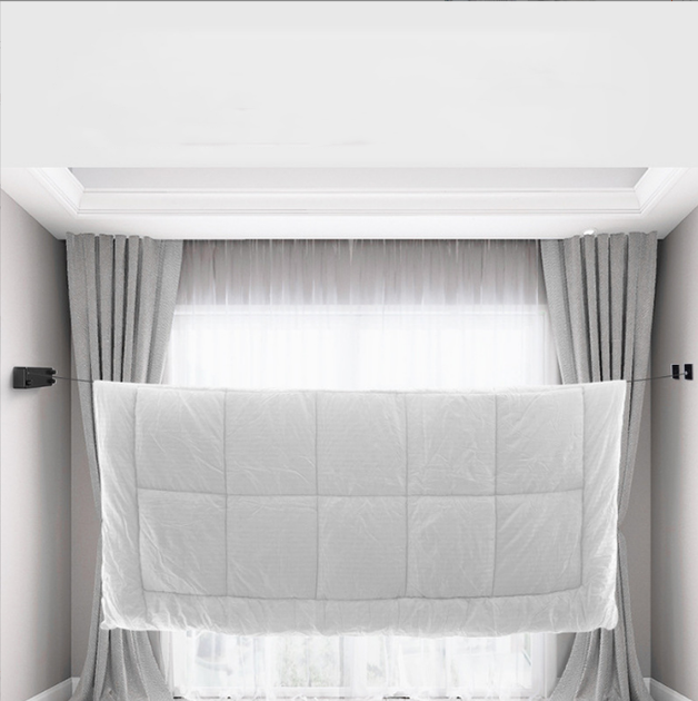 Сушарка для білизни настінна мотузка/трос подвійна з фіксатором 4.2м HP12_чорна - зображення 7