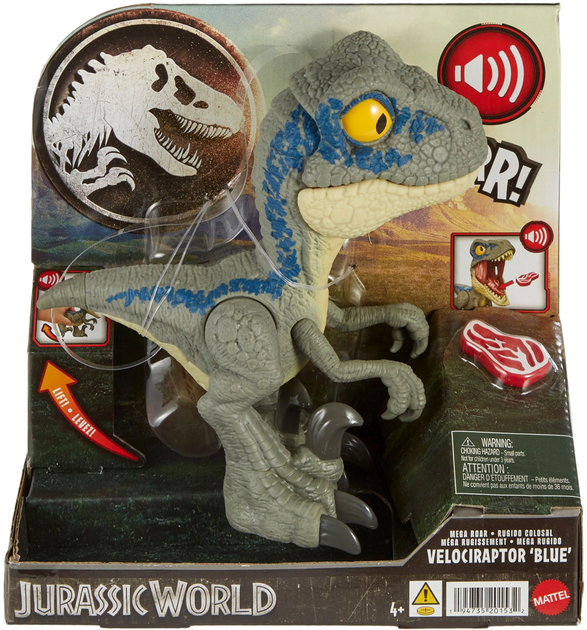 Figurka dinozaura Mattel Jurassic World Mega Roar Velociraptor 20 cm (0194735201532) - obraz 1