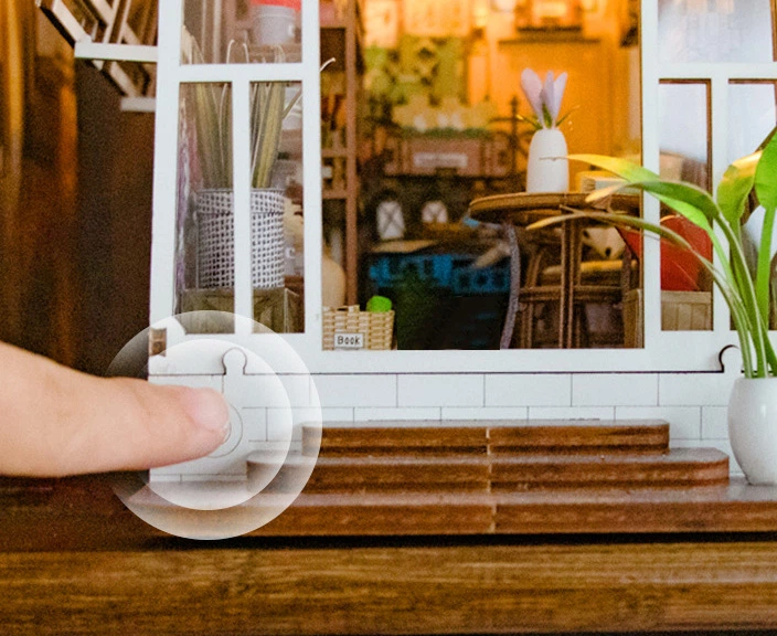 Румбокс HONGDA M2313 Garden House, DIY миниатюрная оранжерея-книжная вставка с LED-подсветкой и музыкальным модулем - Фото 7 Румбокс HONGDA M2313 Garden House, DIY миниатюрная оранжерея-книжная вставка с LED-подсветкой и музыкальным модулем - изображение 7